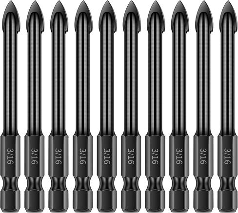 1/4'' Concrete Drill Bit, 10PCS Masonry Drill Bit Set for Tile/Ceramic/Brick/Glass/Cement/Plastic, Painted Surface Tungsten Carbide Drill Bits Strength Brocas para Concreto, 1/4 Hex Shank in Kuwait