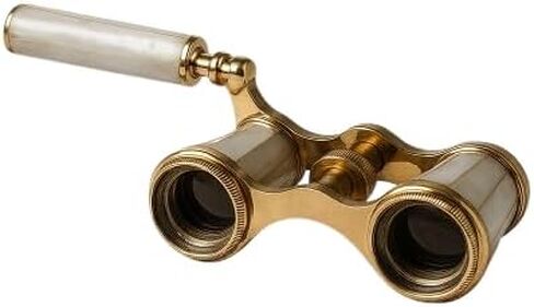 مناظير نحاسية عتيقة مع لهجات اللؤلؤ الزخرفية | تلسكوب spyglass العتيقة | عدسات مزدوجة 9 سم | تحصيل بحري | هدية مضغوطة ، وظيفية وزخرفية in Kuwait