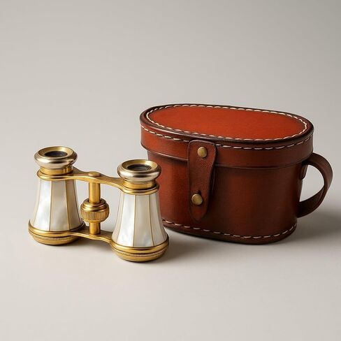 مناظير نحاسية عتيقة مع لهجات اللؤلؤ الزخرفية | تلسكوب spyglass العتيقة | عدسات مزدوجة 9 سم | تحصيل بحري | هدية مضغوطة ، وظيفية وزخرفية in Kuwait