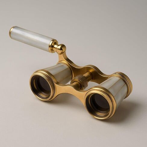 مناظير نحاسية عتيقة مع لهجات اللؤلؤ الزخرفية | تلسكوب spyglass العتيقة | عدسات مزدوجة 9 سم | تحصيل بحري | هدية مضغوطة ، وظيفية وزخرفية in Kuwait