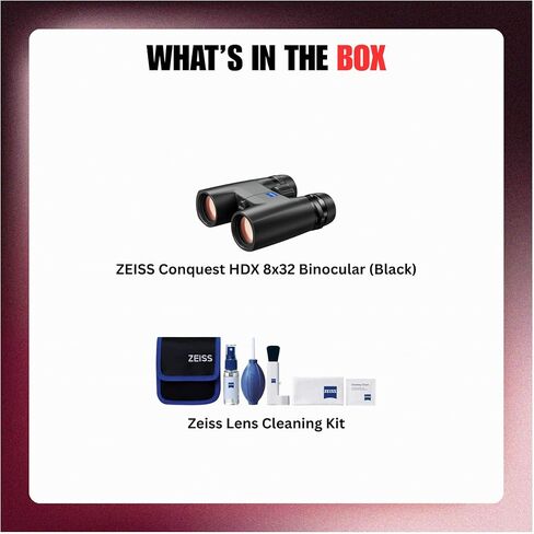Zeiss Conquest HDX 8x32 90 في المائة من الإرسال الخفيف ومنهج التصميم الوعرة (أسود) مع حزمة مجموعة تنظيف العدسات (6 عناصر) in Saudi Arabia