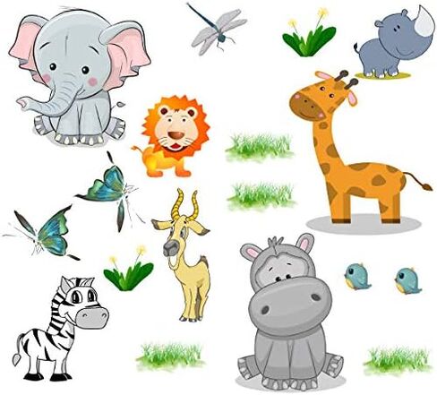 Baby Animals Black and White sty-2 Wall Decals Wall Stickers Peel and Stick Removable Wall Stickers for Kids Nursery Bedroom Living Room in Saudi Arabia