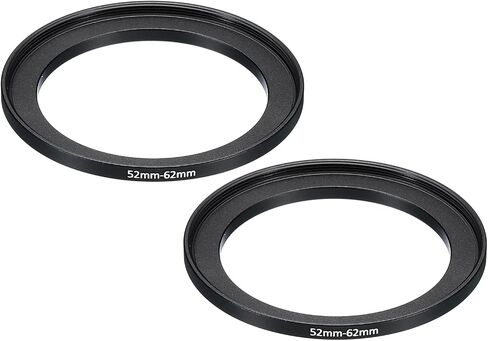 52mm-62mm Metal Step Up Ring, 2 Pack Camera Lens Filter Adapter Ring Aluminum Filter Adapter Ring for Camera Lenses Hood, Black in Saudi Arabia