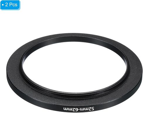 52mm-62mm Metal Step Up Ring, 2 Pack Camera Lens Filter Adapter Ring Aluminum Filter Adapter Ring for Camera Lenses Hood, Black in Saudi Arabia