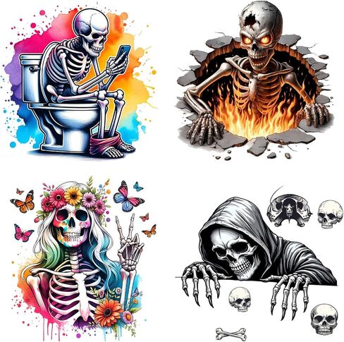 Halloween Wall Sticker Goth Skull Wall Decals Peel and Stick Horror Halloween Decoration for School Home Office Bathroom Party Supplies Decor(2 Sheets) in Saudi Arabia