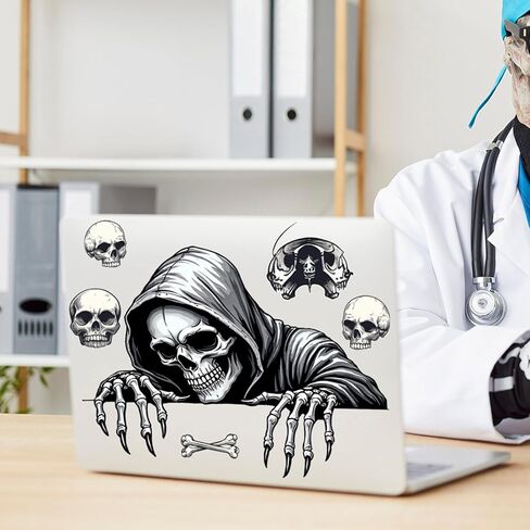 Halloween Wall Sticker Goth Skull Wall Decals Peel and Stick Horror Halloween Decoration for School Home Office Bathroom Party Supplies Decor(2 Sheets) in Saudi Arabia