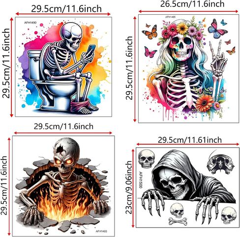 Halloween Wall Sticker Goth Skull Wall Decals Peel and Stick Horror Halloween Decoration for School Home Office Bathroom Party Supplies Decor(2 Sheets) in Saudi Arabia