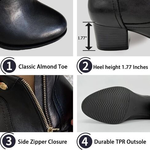 Womens Ankle Office Booties for Ladies,Women's Fashion Block Low Heel Ankle Boots Pointed Toe Zip Up Casual Size in Saudi Arabia