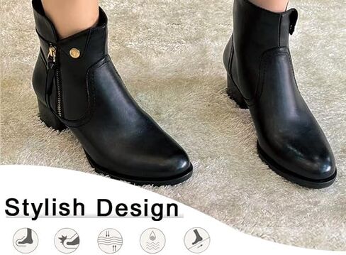 Womens Ankle Office Booties for Ladies,Women's Fashion Block Low Heel Ankle Boots Pointed Toe Zip Up Casual Size in Saudi Arabia