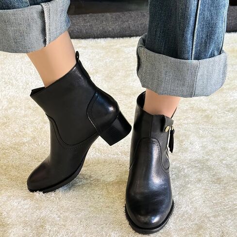 Womens Ankle Office Booties for Ladies,Women's Fashion Block Low Heel Ankle Boots Pointed Toe Zip Up Casual Size in Saudi Arabia