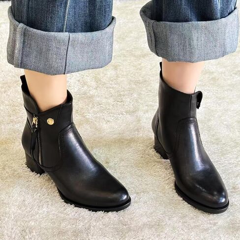 Womens Ankle Office Booties for Ladies,Women's Fashion Block Low Heel Ankle Boots Pointed Toe Zip Up Casual Size in Saudi Arabia