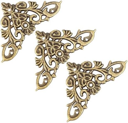 12pcs عتيقة جوفاء الشكل مجوهرات سكراب الدفء الألبوم واقي خشبي الصندوق ديكور الزاوية ، مع مسامير ، ل DIY Craft (L 47.24in قطرها) in Kuwait
