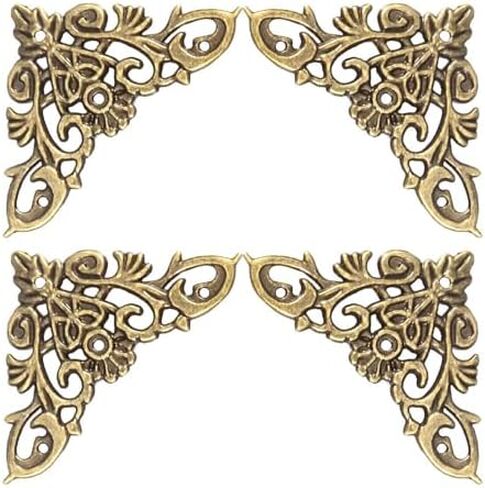 12pcs عتيقة جوفاء الشكل مجوهرات سكراب الدفء الألبوم واقي خشبي الصندوق ديكور الزاوية ، مع مسامير ، ل DIY Craft (L 47.24in قطرها) in Kuwait