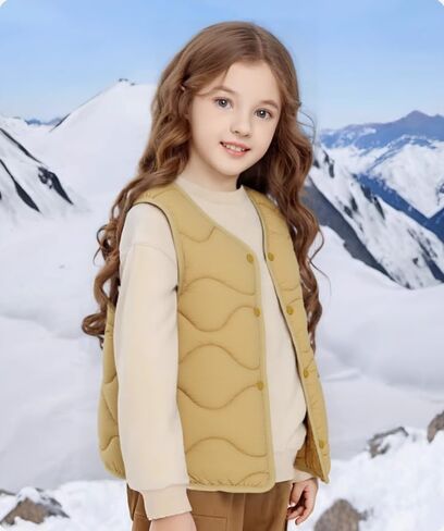 AMIYAN Toddler Baby Boy Girls Puffer Vest Sleeveless Jacket Fall Winter Waistcoat Outerwear with Pocket in Kuwait