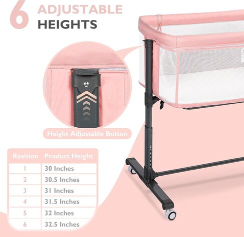 Baby Bassinet Bedside Sleeper ، 2 في 1 قابلة للطي من سرير حديثي الولادة نائمًا ، سرير سفر رضيع شبكي بالكامل للأطفال الصغار ، 6 ارتفاع قابل للتعديل ، مع 4 عجلات ، رمادي in Kuwait