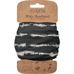 Karma Black And White Tulip Headband for Women - Wide - Fabric Headband and Stretchy Hair Scarf - Black And White in Saudi Arabia