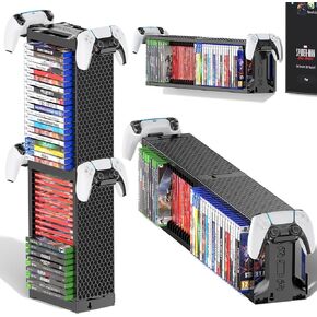 Video Game Disc Rack Tower Storage Holder Stand Universal for PS5/PS4/XBOX One/Series/NS Game, Game Organizer Shelf Display Stand for Wall Mount/Desk/Floor with Controller Holder Sega Genesis Consoles in Saudi Arabia