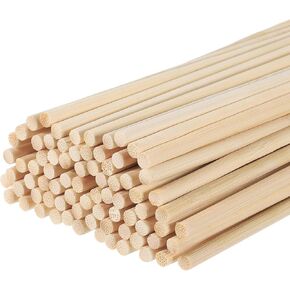 قضبان وتد خشبية من MECCANIXITY، 50 سم/20 عصا خشبية لقضيب وتد دائري، 3 مم/0.12 بوصة عصا خيزران للحرف الفنية، دعامات كشك الصور، نموذج بناء DIY، 100 حزمة in Kuwait