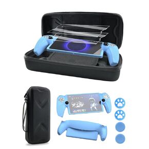 HolyFort 14 in 1 Accessories Set for PlayStation Portal Remote Player – Carrying Case, Silicone Protective Cover, 2 Screen Protectors, 4 Thumb Grips for PS5 Portal, with Cleaning Kit – Black in Saudi Arabia