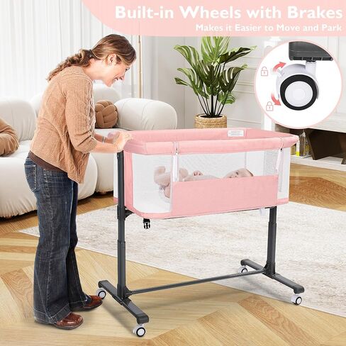 Baby Bassinet Bedside Sleeper ، 2 في 1 قابلة للطي من سرير حديثي الولادة نائمًا ، سرير سفر رضيع شبكي بالكامل للأطفال الصغار ، 6 ارتفاع قابل للتعديل ، مع 4 عجلات ، رمادي in Kuwait
