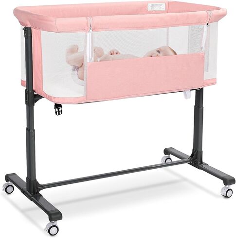Baby Bassinet Bedside Sleeper ، 2 في 1 قابلة للطي من سرير حديثي الولادة نائمًا ، سرير سفر رضيع شبكي بالكامل للأطفال الصغار ، 6 ارتفاع قابل للتعديل ، مع 4 عجلات ، رمادي in Kuwait