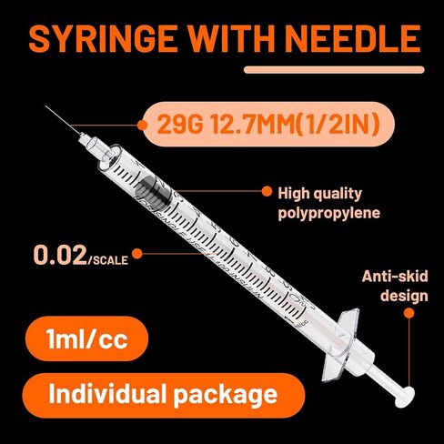 U-100 1mL Syringe 30Ga 1/2" 12.7mm Disposable Tools, Sterile Individually Wrapped, 25 Pack in Saudi Arabia