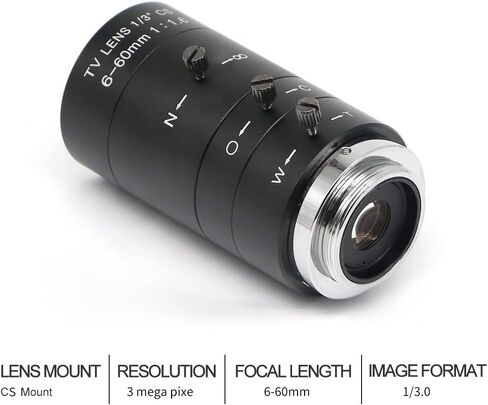 شريحة مجهر مختبر 6-60 مم 1/3 "CS MOUNT C_CTV عدسة 3MP APERTURE F1.6 1/3" تنسيق صورة CCD يدوي تكبير العدسة البصرية لقطع أجزاء مجهر كاميرا المراقبة in Kuwait