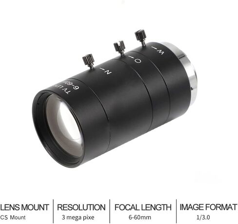 شريحة مجهر مختبر 6-60 مم 1/3 "CS MOUNT C_CTV عدسة 3MP APERTURE F1.6 1/3" تنسيق صورة CCD يدوي تكبير العدسة البصرية لقطع أجزاء مجهر كاميرا المراقبة in Kuwait