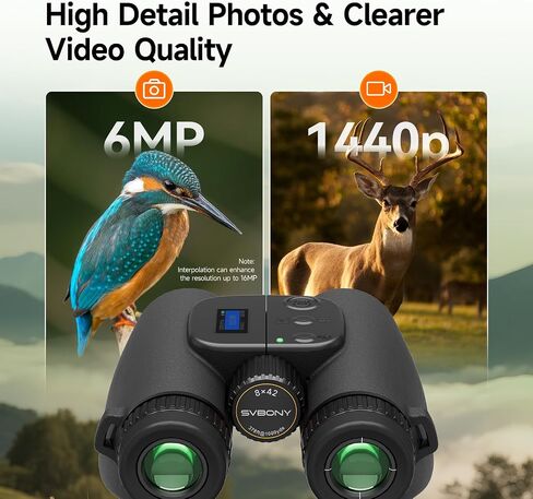 SVBONY SA208 8x42 ED Binoculars for Adults High Powered, Digital Binoculars with Camera, 16M Photo 1080P Video Photo Recorder, ED & FMC Color reproduction, 8 Zoom for Bird Watching, Travel Photography in Saudi Arabia