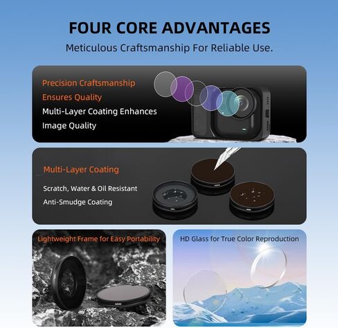 مرشح العدسات المصمم للكاميرا insta360 go ultra ، الزجاج البصري AGC عدسة إضافية عالية الإرسال-إعادة تثبيت ماء ومضاد للثقب سهلة التثبيت (CPL) in Saudi Arabia