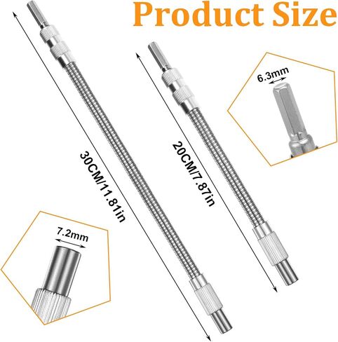 Bewudy 2 Pcs Flexible Drill Bit Extension, Bendable Drill Bit Extende Screwdriver Drills Bits Holder Silver Drills Flexible Shaft for Home Repair Installations in Saudi Arabia