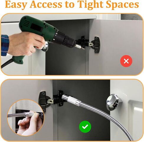Bewudy 2 Pcs Flexible Drill Bit Extension, Bendable Drill Bit Extende Screwdriver Drills Bits Holder Silver Drills Flexible Shaft for Home Repair Installations in Saudi Arabia