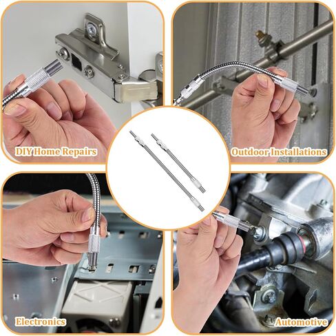 Bewudy 2 Pcs Flexible Drill Bit Extension, Bendable Drill Bit Extende Screwdriver Drills Bits Holder Silver Drills Flexible Shaft for Home Repair Installations in Saudi Arabia