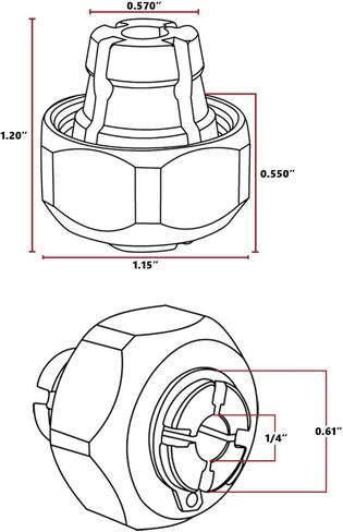 MaxLLTo Replacement 1/4 Inch Router Collet for Porter Cable 42999 Fits 690 6302 6902 690LR 691 6911 6912 693 6931 694917 694 891 892 893 894 895 7518 75182 630 6702 8902 7592 694 9690LR in Saudi Arabia