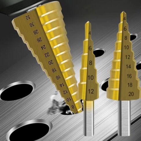 3 PCS STEP STEP STEP STET STET ، Pagoda HSS Steel Titanium Plated Praling Bit Princtional Multifunctional Hole Bots ، High Speed ​​Steel Drill Cone Bits for Aluminium ، Stainlic Steel ، Metal ، Wood ، Plastic in Saudi Arabia