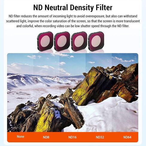 yunseity action camera camera filter cendens filter nd filters with cpl coll dolarizer ، nd8 nd16 nd32 filter for pro 2 action camera accessories in Saudi Arabia