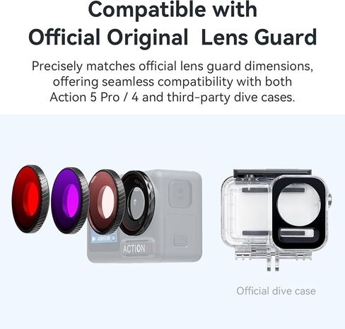 Diving Lenses Filter for DJl Osmo Action 5 Pro/4 Action Camera Waterproof Case Protective Shell Red Pink Purple Dive Filter Accessories (Red) in Saudi Arabia