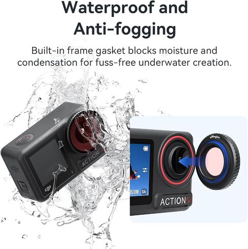 Diving Lenses Filter for DJl Osmo Action 5 Pro/4 Action Camera Waterproof Case Protective Shell Red Pink Purple Dive Filter Accessories (Red) in Saudi Arabia