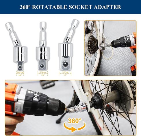 PRIDE&CRAFT 26Pcs Bike Repair Flexible Drill Bit Extension Set,105° Right Angle Drill Attachmentt,1/4 3/8 1/2"Impact Driver Rotatable Socket Adapter,Bits Holder,Bendable Drill Bit Extension Tool Set in Saudi Arabia