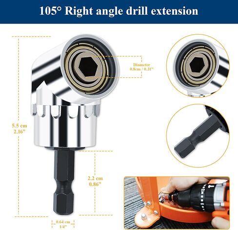 PRIDE&CRAFT 26Pcs Bike Repair Flexible Drill Bit Extension Set,105° Right Angle Drill Attachmentt,1/4 3/8 1/2"Impact Driver Rotatable Socket Adapter,Bits Holder,Bendable Drill Bit Extension Tool Set in Saudi Arabia