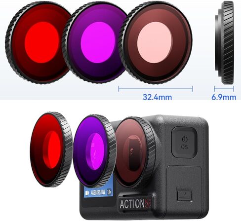 مرشحات الغوص لـ DJI Osmo Action 5 Pro / 4 ، غطاء حماية عدسة Filter لـ DJI Osmo Action 5 Pro / 4 (Purple) in Saudi Arabia