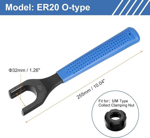 uxcell ER16 O-Type Collet Chuck Wrench Spanner 40CrV Integral Type Nut Spanner with Non-slip Handle for Clamping Nut Milling Machine Lathe Chuck Holder Tools in Saudi Arabia