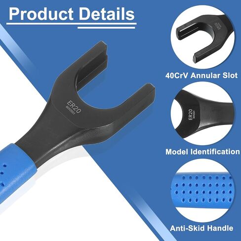 uxcell ER16 O-Type Collet Chuck Wrench Spanner 40CrV Integral Type Nut Spanner with Non-slip Handle for Clamping Nut Milling Machine Lathe Chuck Holder Tools in Saudi Arabia