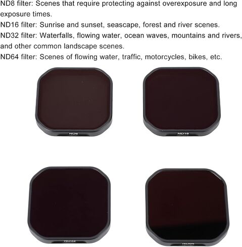 fosa ND Filter Set for Action Camera, 4PCS ND8 ND16 ND32 ND64 Optical Glass Lens Filters with Storage Case for Pro 2 HD Accessories in Saudi Arabia