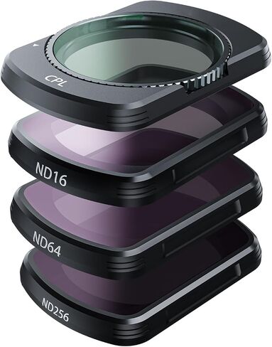 Yunseity Magnetic ND CPL Filter Set, 4 Pack CPL ND16 ND64 ND256 HD Glass Filters Kit for OSMO 3, Aluminum Alloy, Quick Installation, PTZ Compatibility, for Daily & Vlog Creation in Saudi Arabia
