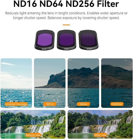 Yunseity Magnetic ND CPL Filter Set, 4 Pack CPL ND16 ND64 ND256 HD Glass Filters Kit for OSMO 3, Aluminum Alloy, Quick Installation, PTZ Compatibility, for Daily & Vlog Creation in Saudi Arabia