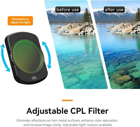 Yunseity Magnetic ND CPL Filter Set, 4 Pack CPL ND16 ND64 ND256 HD Glass Filters Kit for OSMO 3, Aluminum Alloy, Quick Installation, PTZ Compatibility, for Daily & Vlog Creation in Saudi Arabia