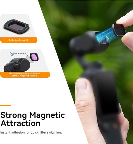 Yunseity Magnetic ND CPL Filter Set, 4 Pack CPL ND16 ND64 ND256 HD Glass Filters Kit for OSMO 3, Aluminum Alloy, Quick Installation, PTZ Compatibility, for Daily & Vlog Creation in Saudi Arabia