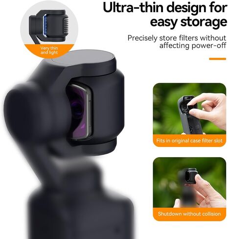 Yunseity Magnetic ND CPL Filter Set, 4 Pack CPL ND16 ND64 ND256 HD Glass Filters Kit for OSMO 3, Aluminum Alloy, Quick Installation, PTZ Compatibility, for Daily & Vlog Creation in Saudi Arabia