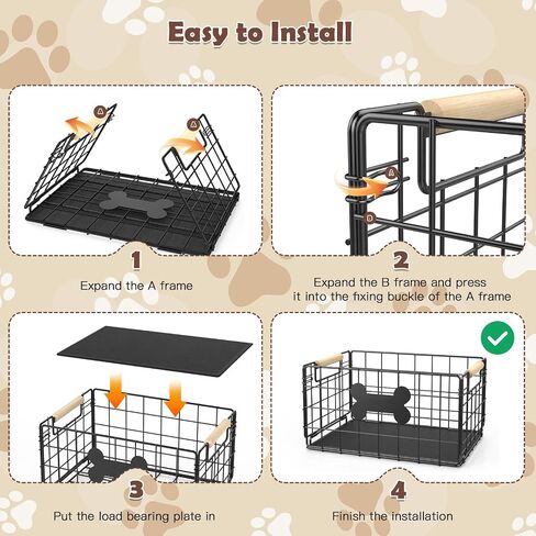 Dog Toy Basket, Chew-Proof Metal Dog Toy Bin with Handles, Pet Stuff Storage Organizer Box for Dogs with Marker Pen, Portable & Foldable Puppy Toys Basket for Living Room, 15.8''×11.8''×11.8'' in Kuwait